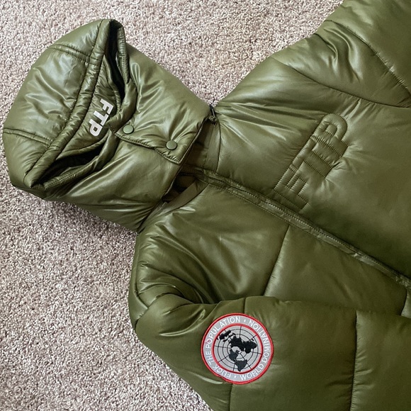 FTP LOGO WORLD DOMINATION QUILT PUFFER JACKET OLIVE - Picture 2 of 6